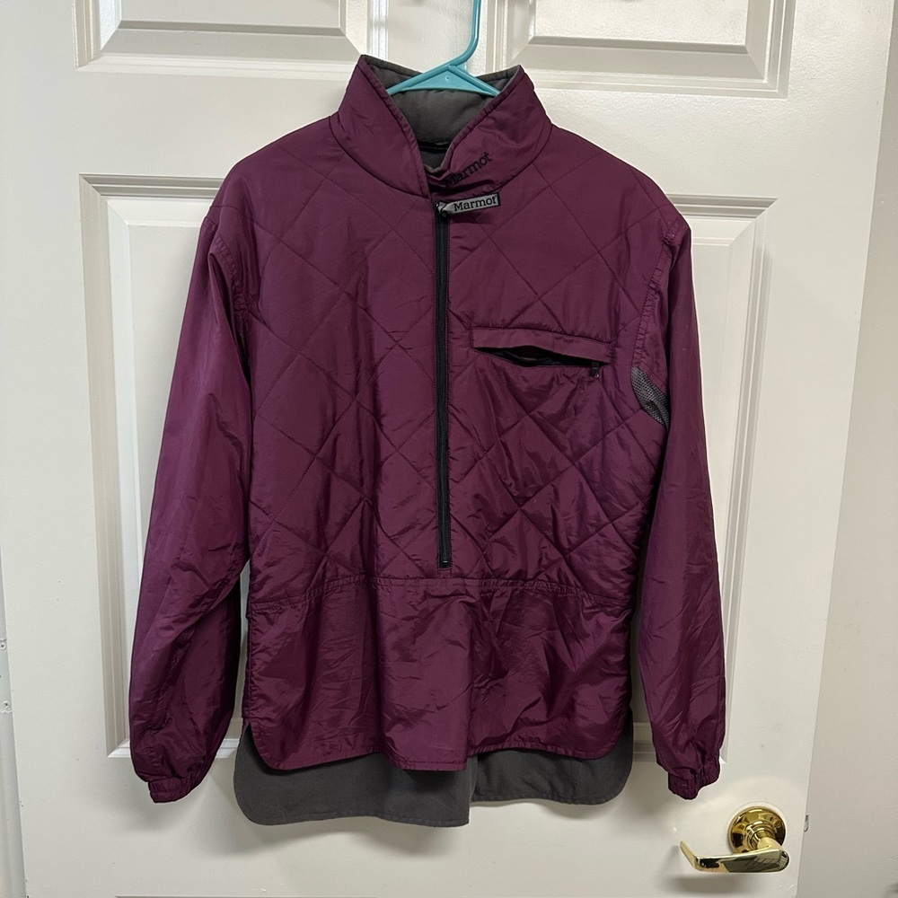 Marmot Women’s Burgundy/Wine  Quilted Driclime Midweigt 1/2 Zip Pullover S